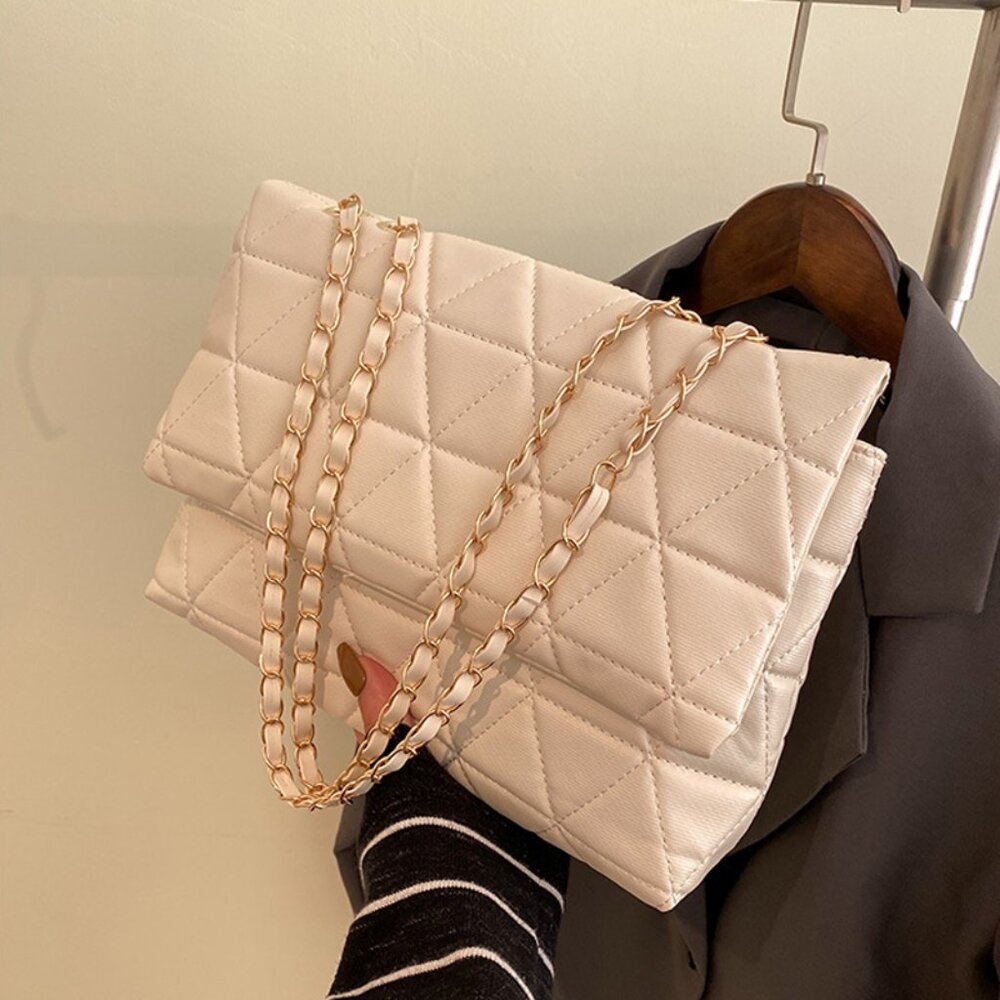 Everyday Chic Rhombus Shoulder Bag, White - Picture 2 of 7